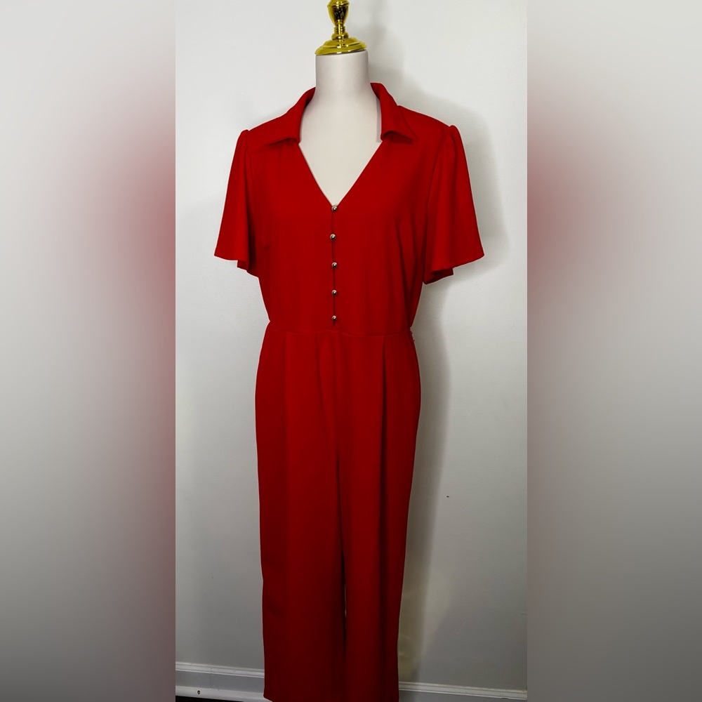 Elegant Red Button-Down jumper Size 1X